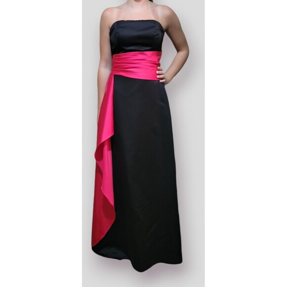 Forever Yours Formal Long Dress Prom Size 4 Black With Pink Strapless - Picture 2 of 9